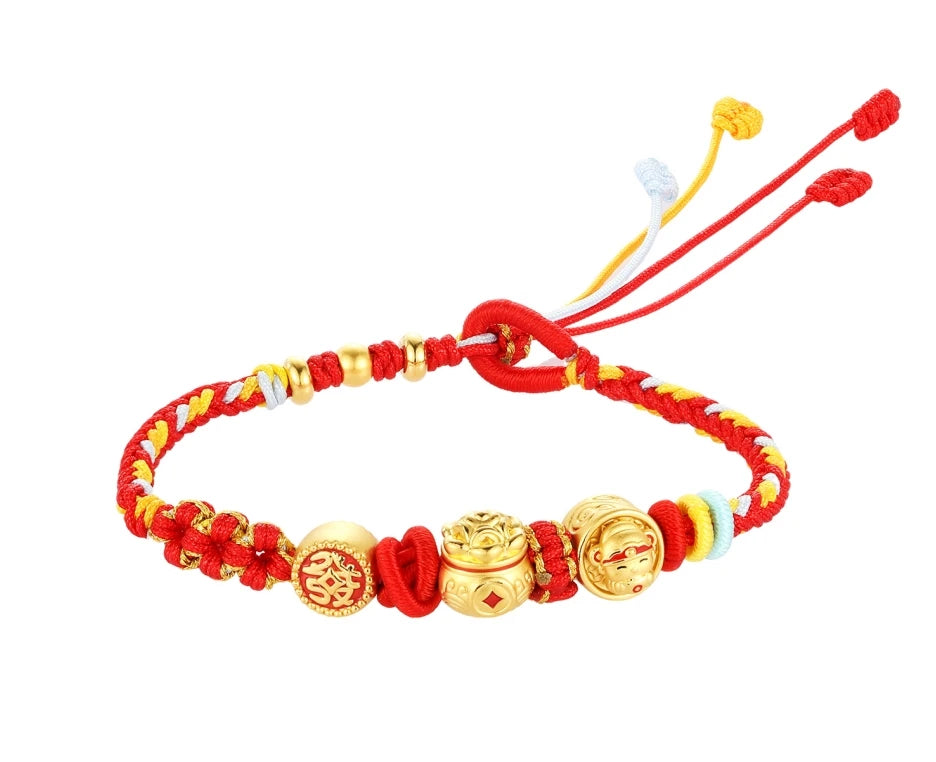 24K Pure Gold Charm Bracelet Fine Jewelry