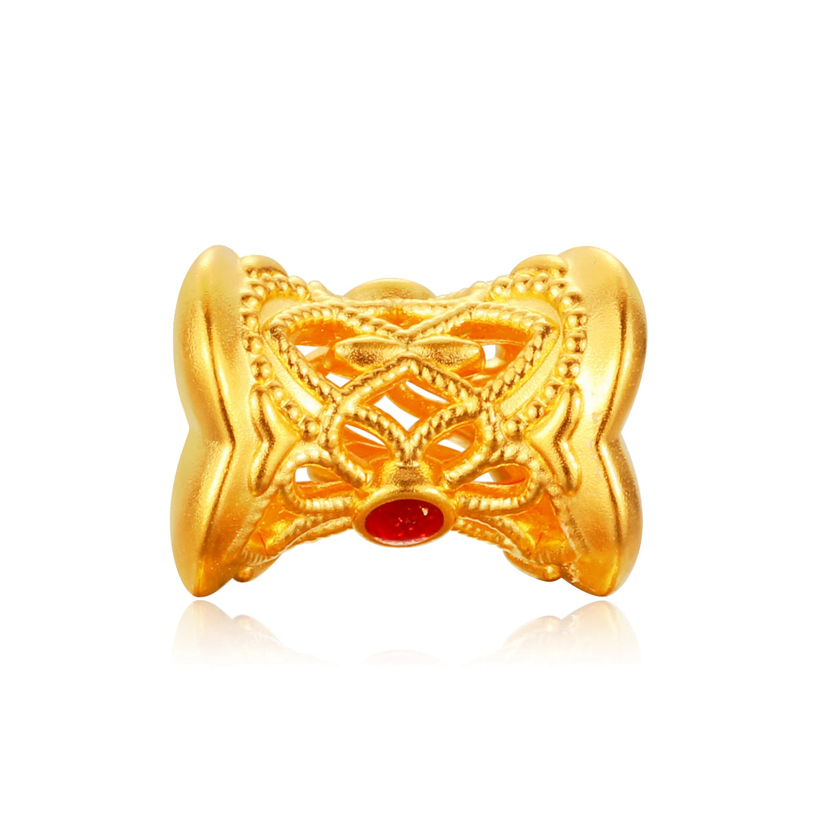 24K Solid Gold Filigree Charm 0.45g