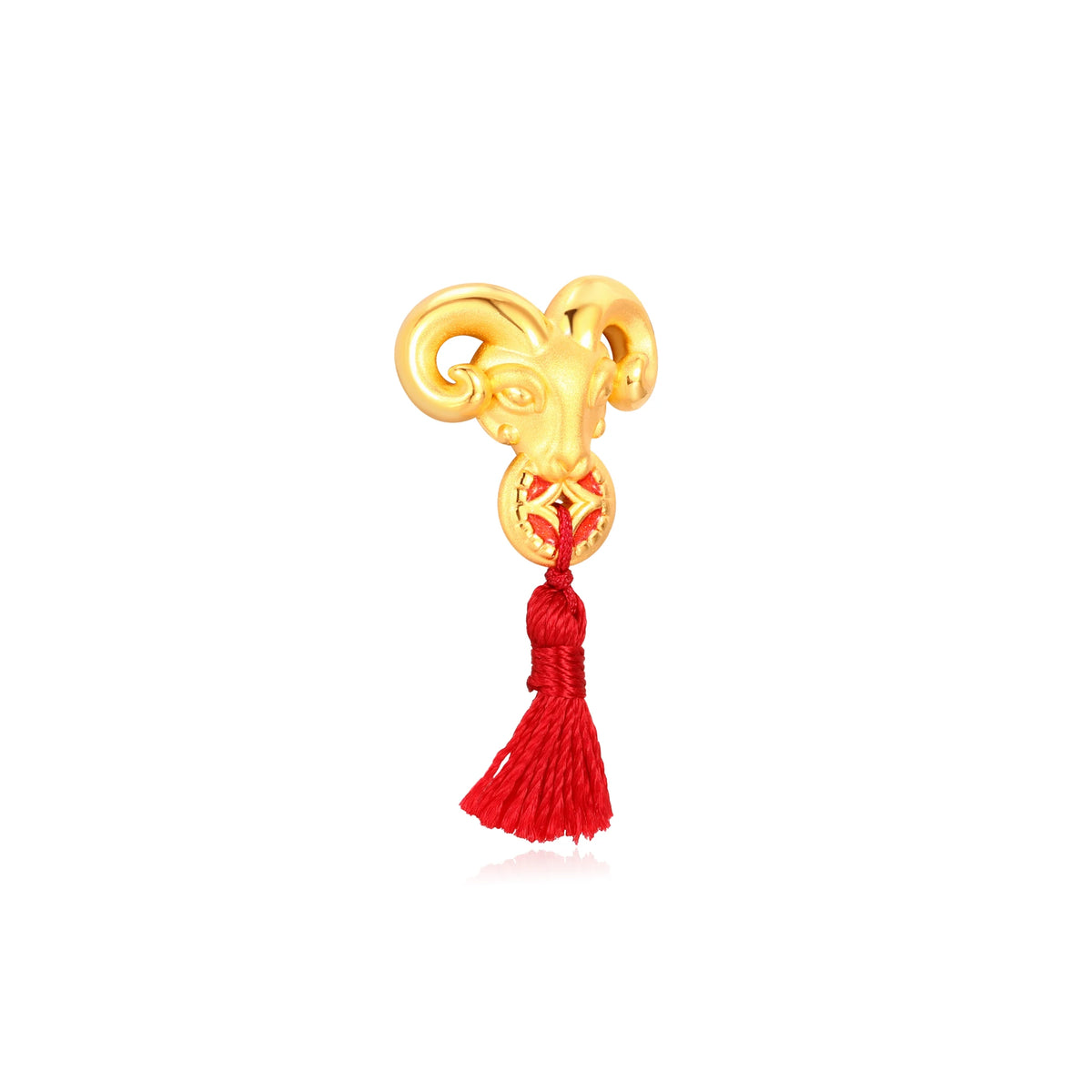 Auspicious Goat Holding Wealth Gold Charm - 0.75g