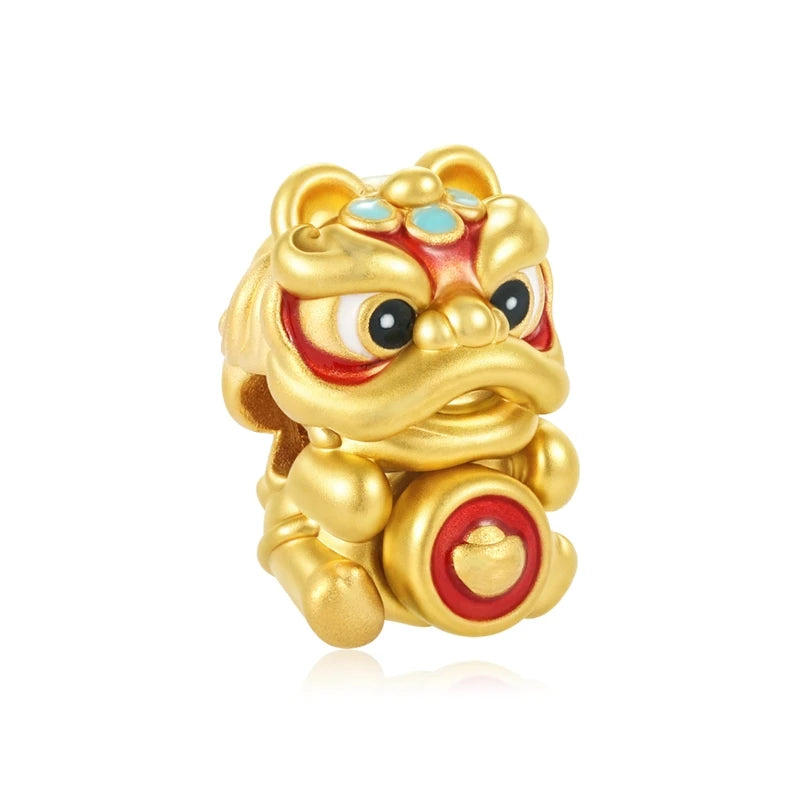 Lion-shaped 24k solid gold beaded bracelets, 0.95g exquisite bracelets, accessories for decoration