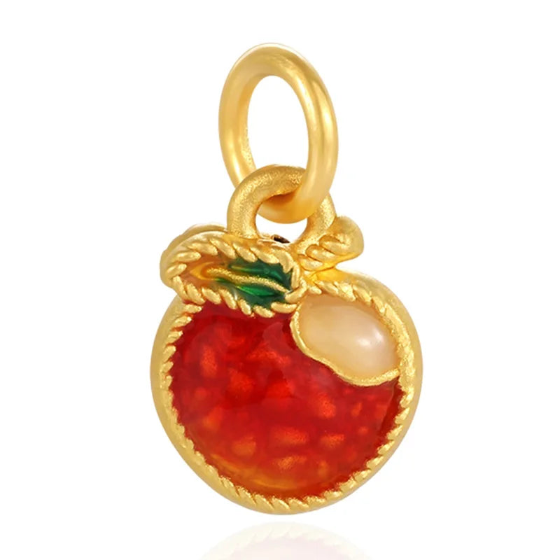 Trendy Style 24K Micro-hard Gold Solid Gold Lychee Shape Bracelet Beaded Charms High-end Jewelry Accessories