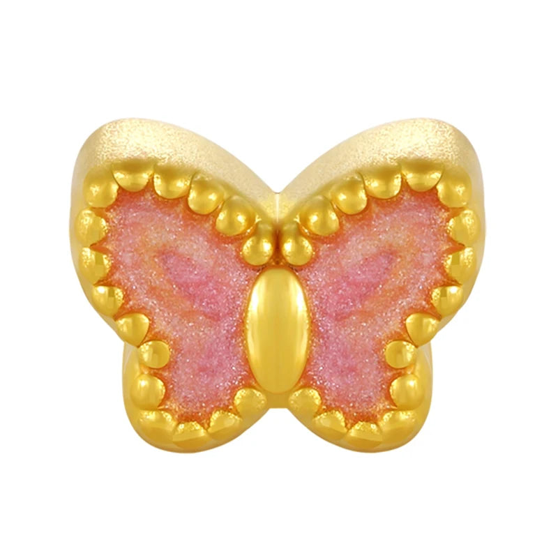 Mini High quality Women's Butterfly Beaded Bracelet with Real Gold Carved Amulet Beaded Accessories