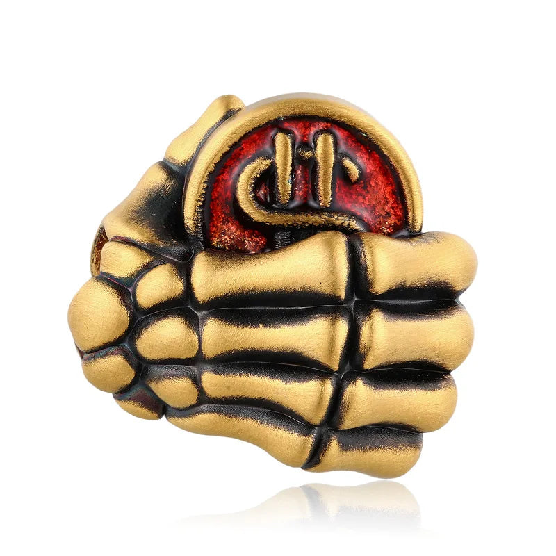 Fashion Design 24K Solid Gold Hard Gold Hand Bone Double Money Beaded Bracelet High-End Jewelry Accessories Classical Style
