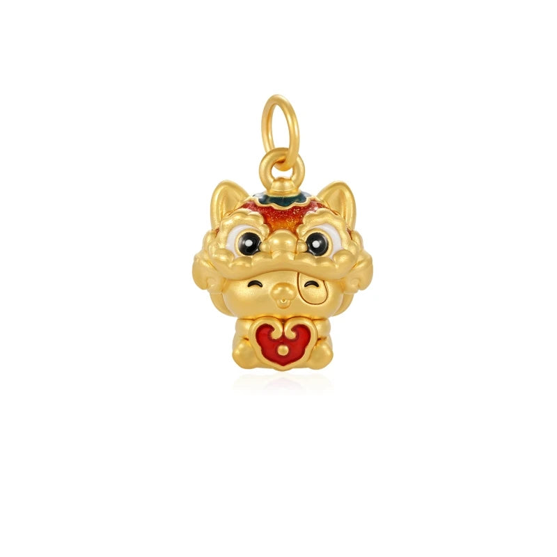 24K Gold Zodiac Dog Pendant Cute Chinese Style Jewelry 1.45g