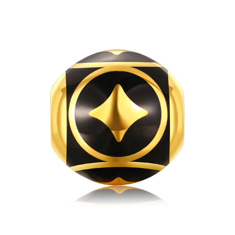 Small size fashion design 24k pure gold hard gold copper coin Tianzhu bracelet beaded high-end gold jewelry accessories