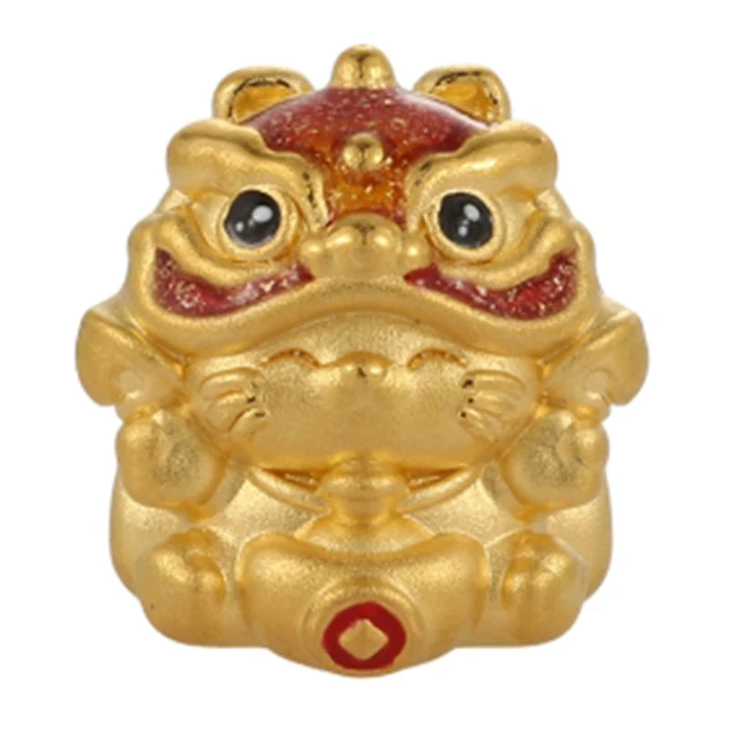 Fashion Bite-type Glitter Sandblasted Lion-shaped Beaded Bracelet 2.6mm Aperture 0.7g 24k Solid Gold High-end Jewelry