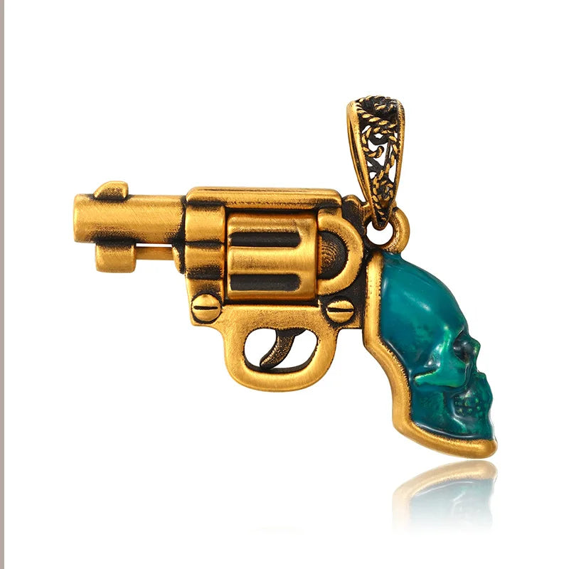 Large size high-end gold jewelry 3g24k pure gold hard gold rotating pistol shape pendant high-end cute jewelry accessories