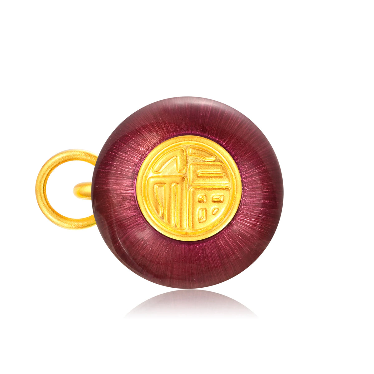 24K Solid Gold Brushed Lilac Gourd Charm 1.4g