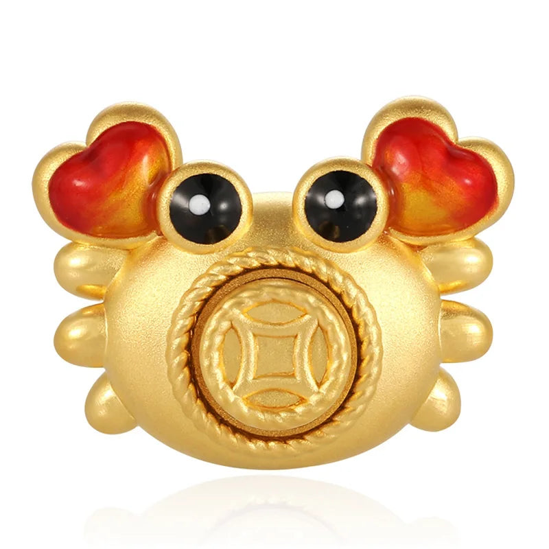 High-end beaded luxury 24K Solid Gold crab shape beaded Jewelry accessories Amulet beaded For children