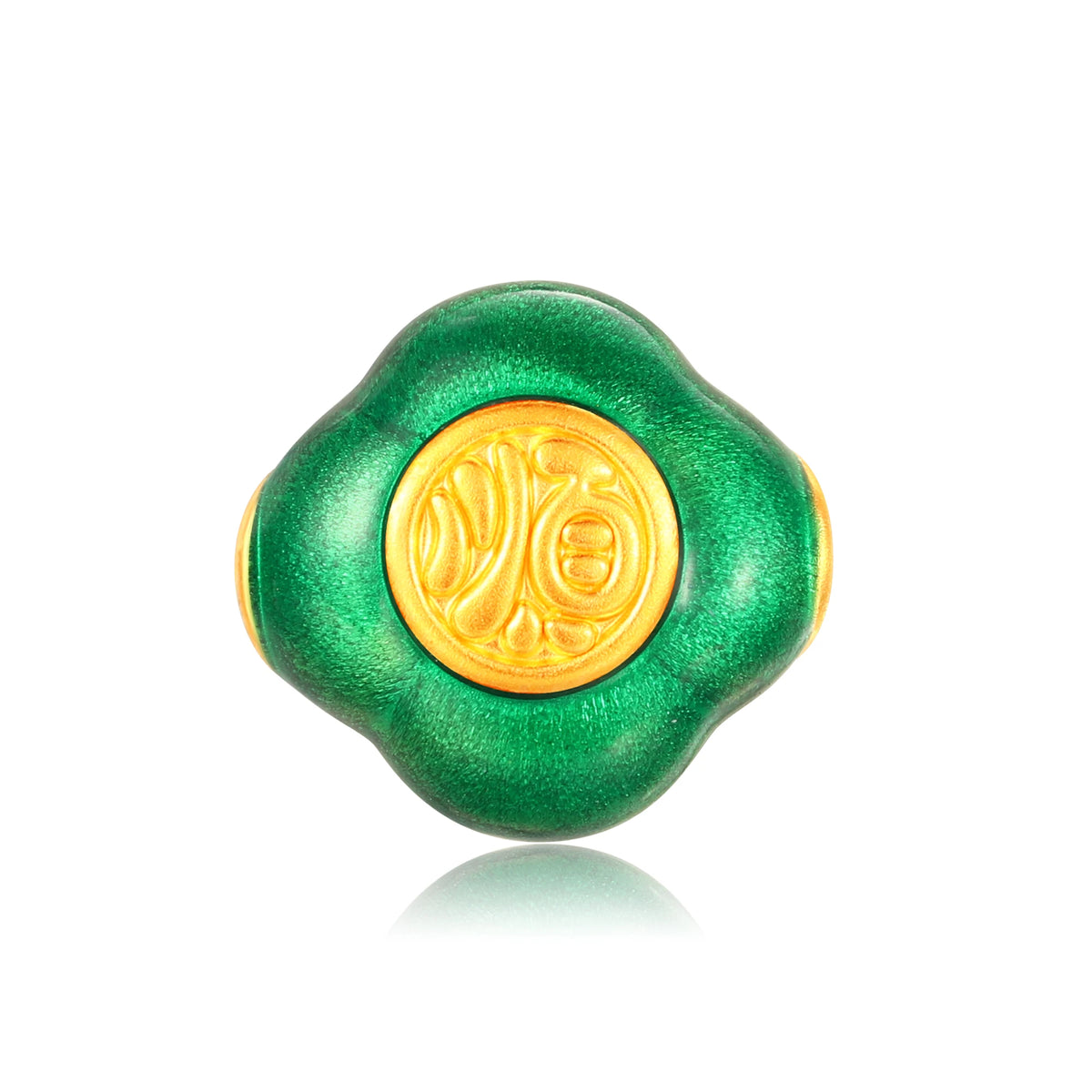 24K Solid Gold Brushed Jade Green Persimmon Charm 0.5g