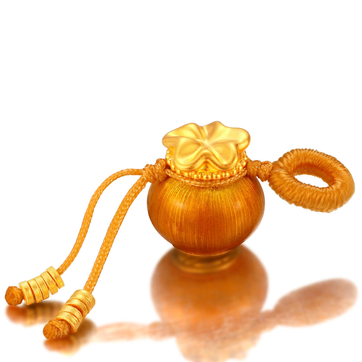 24K Solid Gold Brushed Amber Gold Fortune Bag Charm 0.7g