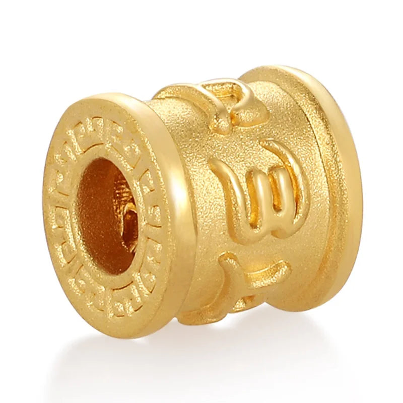 Sandblasting process micro-hard gold 24k pure gold six-character mantra pattern bracelet beaded gold jewelry accessories
