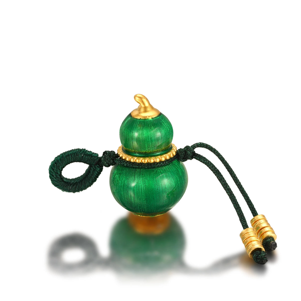 24K Solid Gold Jade Green Gourd Charm 0.7g