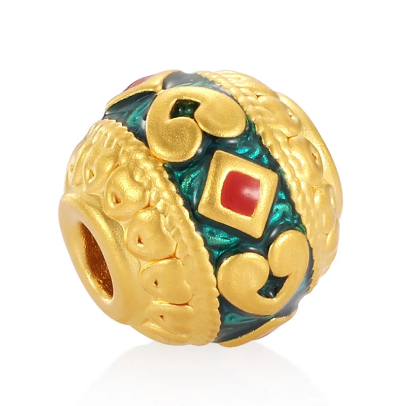 Luxury Micro Hard Gold Fortune Beaded Bracelet 24K Solid Gold Ancient Enamel Craftsmanship Cute Style High-End Jewelry 1.5mm