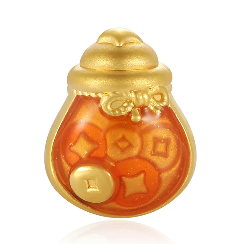 24K Gold Wealth Wishing Bottle Rotatable Charm Wealth Transfer Jewelry Unisex 0.5g