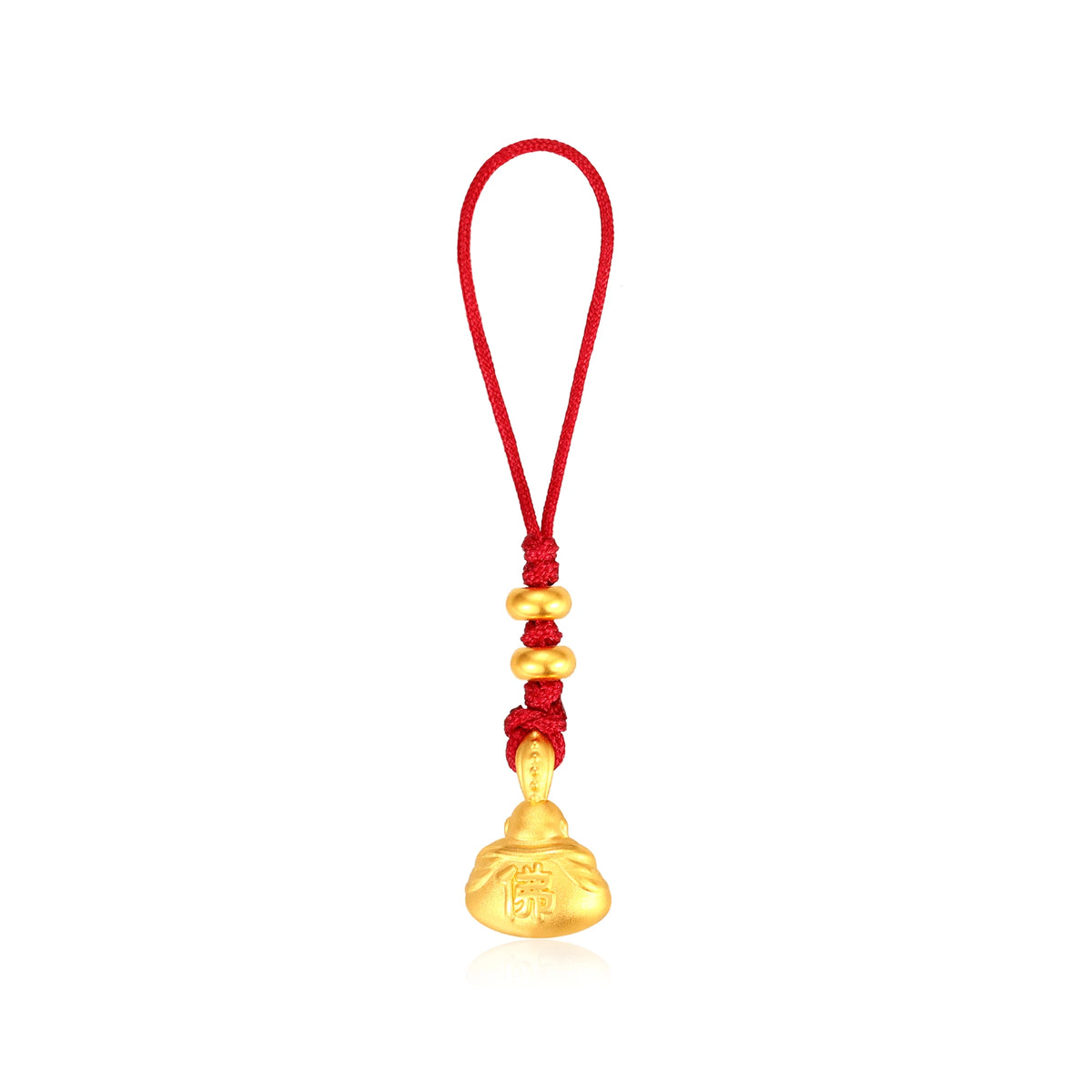 24K Solid Gold Golden Buddha Pendant Charm 0.45g
