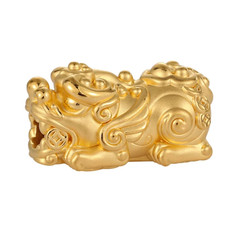 24K solid gold high-end beaded luxury daily lucky bracelet accessories beaded sandblasting-brightening craft Pixiu beaded