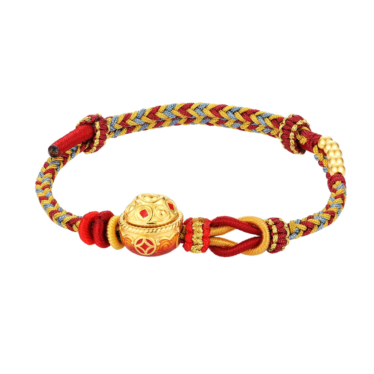Luxurious 24K Pure Gold Micro-Hard Beaded Bracelet Exquisite Design Cornucopia Shape Fine Charm