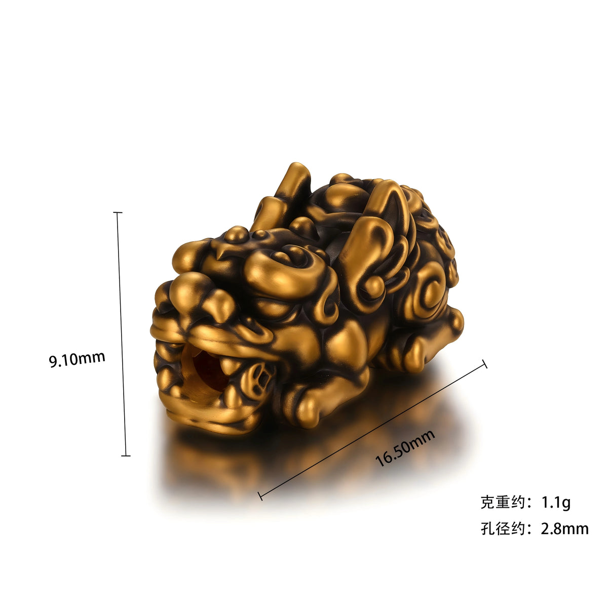24K Black Gold Small Ruyi Black Pixiu Charm 1.1g