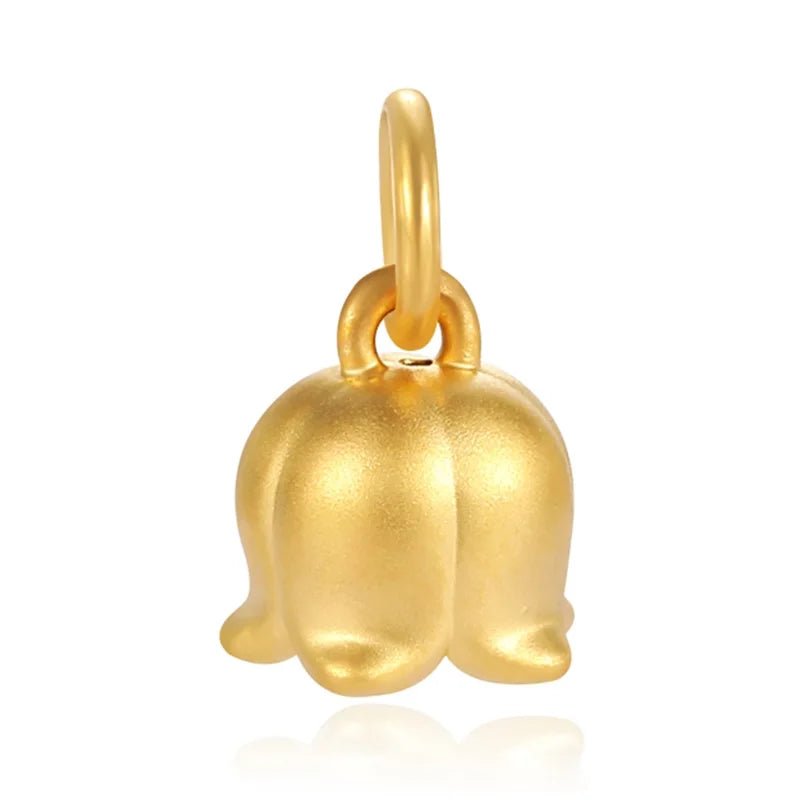 24K Gold Lily Of The Valley Pendant Bracelet Gentle Floral DIY Accessory 0.3g