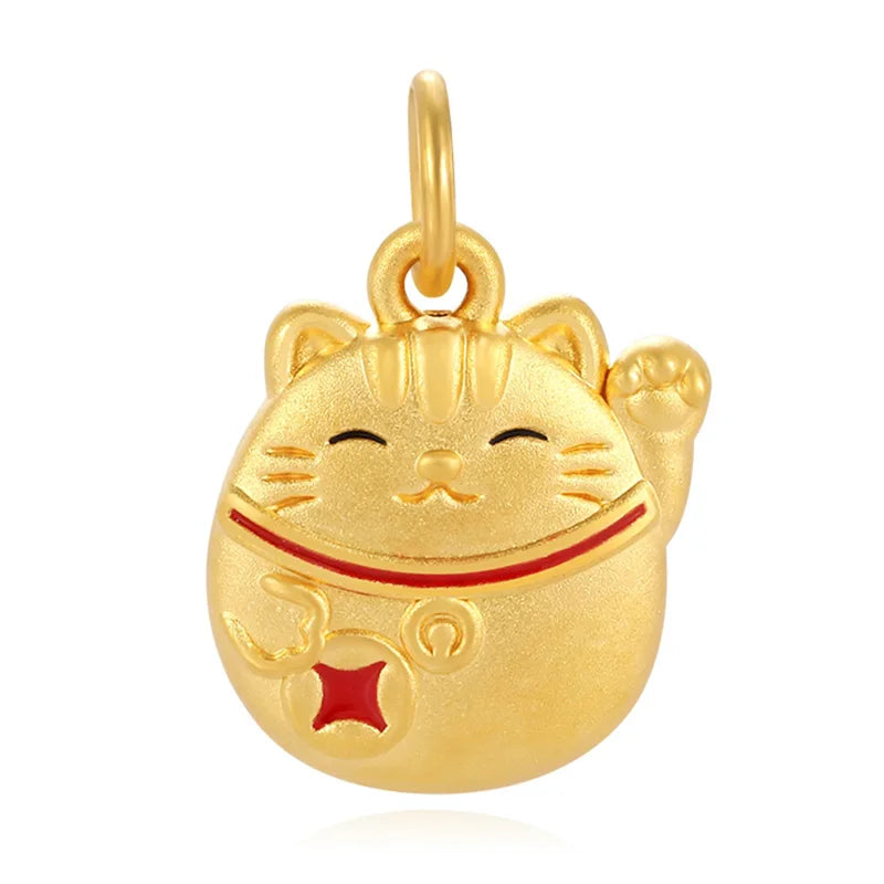 24k hard gold pure gold means that the future is bright lucky cat-shaped pendant pure gold pendant high-end jewelry accessories