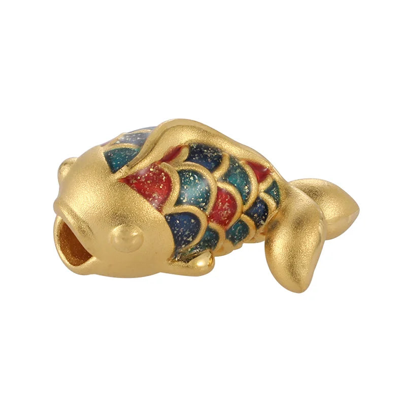 Glitter enamel craftsmanship luxury design micro-hard gold 24k pure gold Chinese style koi bracelet beaded