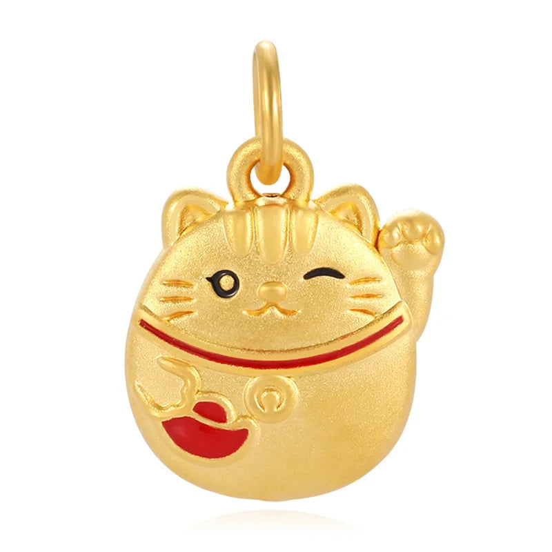 24k hard gold pure gold lucky cat-shaped pendant pure gold pendant high-end jewelry accessories