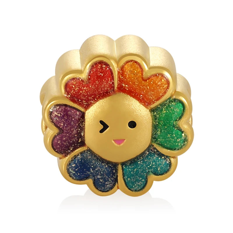 Wholesale high-end jewelry accessories beaded colorful sunflower shape enamel craft beaded fashion simple design beaded