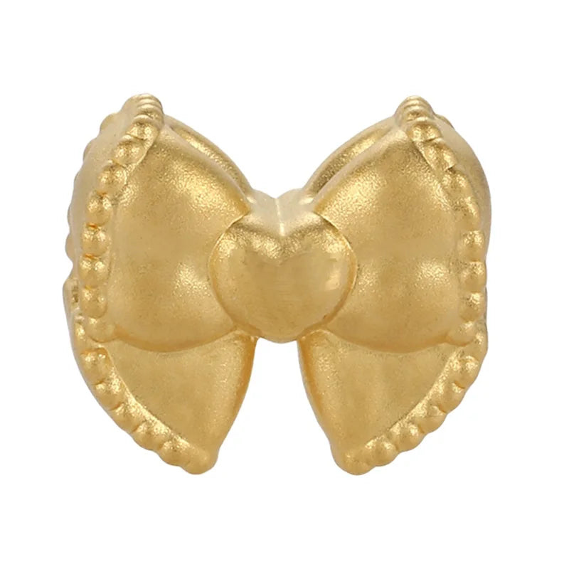 24K Gold Bow Rotatable Charm Ladies Cute Daily Jewelry Unisex 0.3g