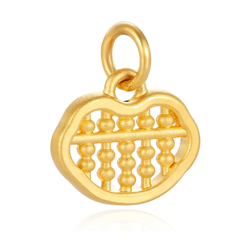 0.45g Trendy 24K Solid Gold Sandblasted Charm Pendant Cute Abacus Shape Anniversary Jewelry 10.2x9.1x1.55mm Customizable