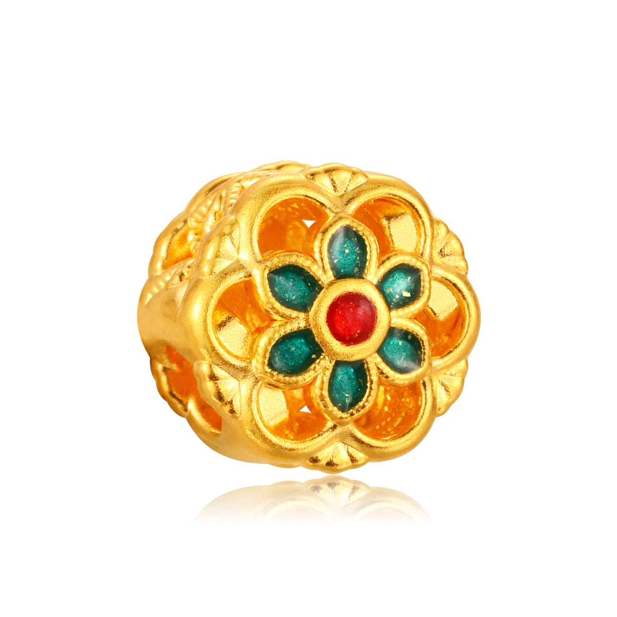 24K Solid Gold Harmony Perfection Filigree Charm 0.45g