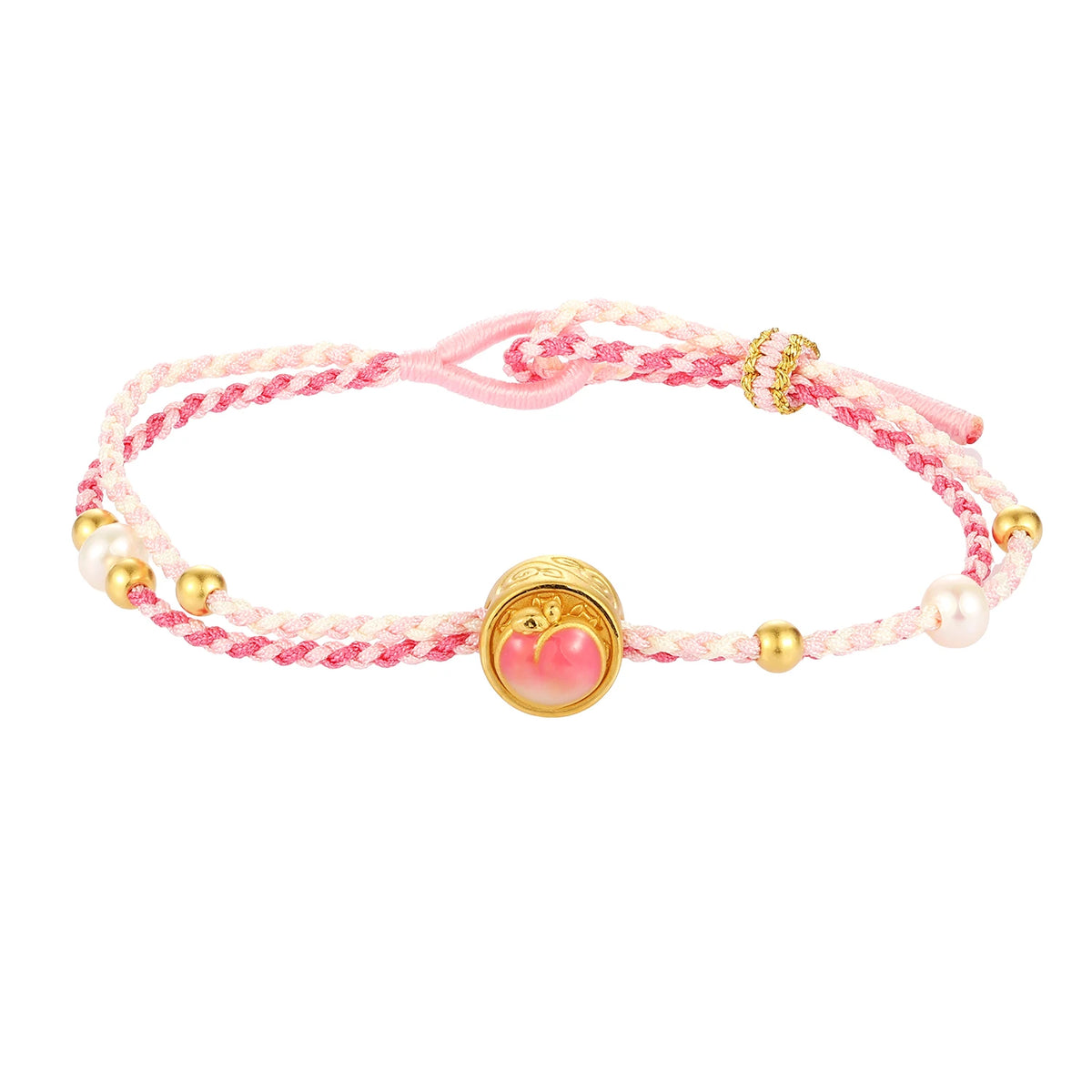24K Pure Gold Micro-Hard Beaded Braided Rope Bracelet Exquisite Valentine's Day Gift Fine Charm Rotatable Bracelet