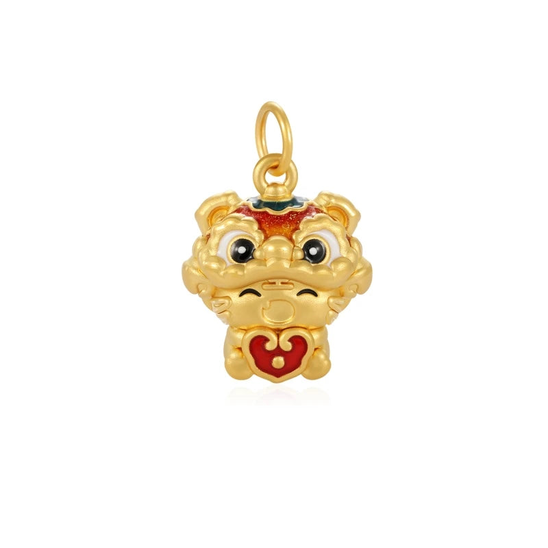 24K Gold Zodiac Tiger Pendant Cute Chinese Style Jewelry 1.45g