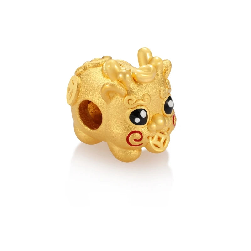 Trendy New Design Support customization Large style Pixiu Beaded 0.3g 24K solid gold jewelry accessories for bracelets