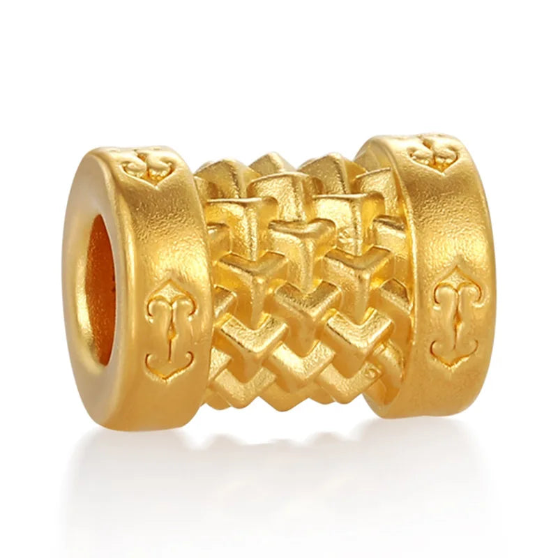 Enamel 24K Gold Armor Rotatable Tube Beaded Bracelet Good Luck Auspicious Jewelry 0.9g