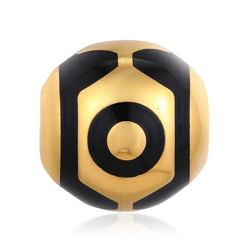 Large size luxury design three-eyed sky beads 24K solid gold hard gold round bracelet beaded high-end gold jewelry accessories