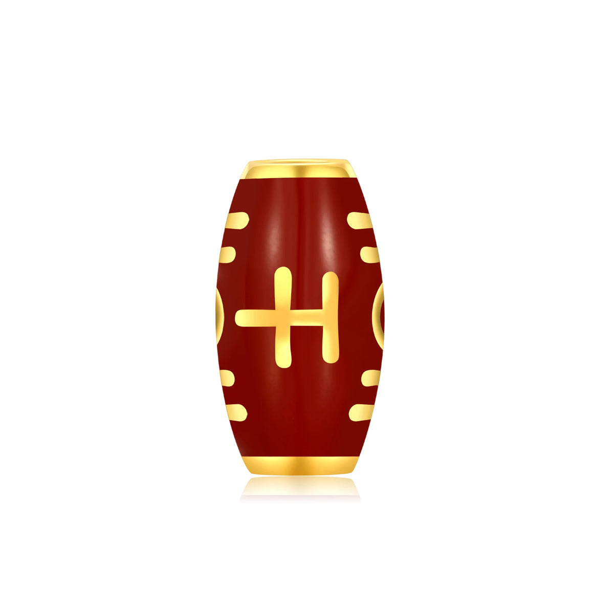 24K Solid Gold Red All Auspicious Flattened Gilded Charm 1.8g
