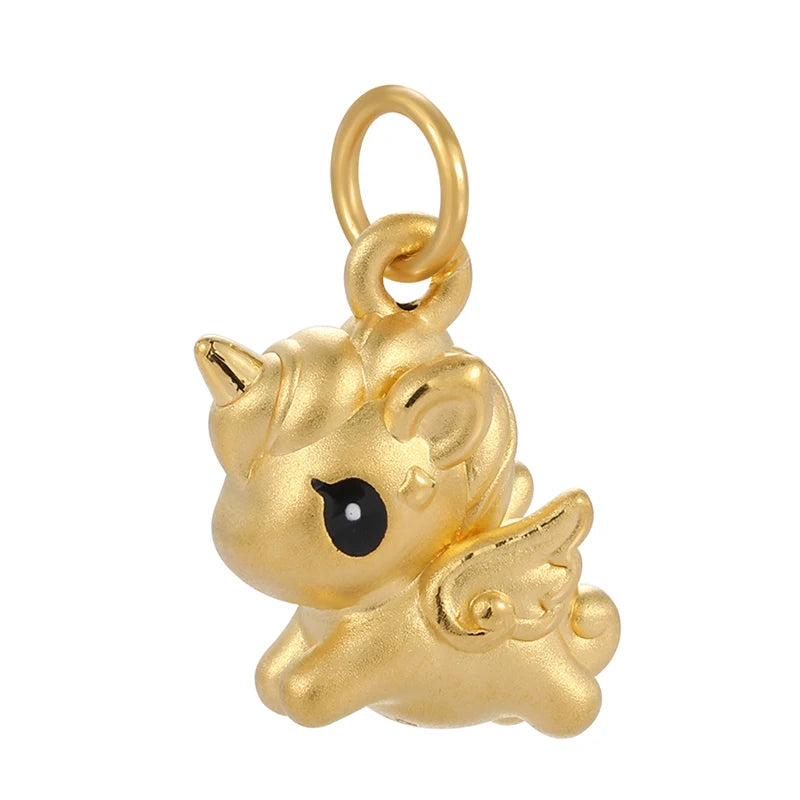 24K solid gold unicorn shape pendant high-end jewelry accessories new pendant 0.7g gold pendant