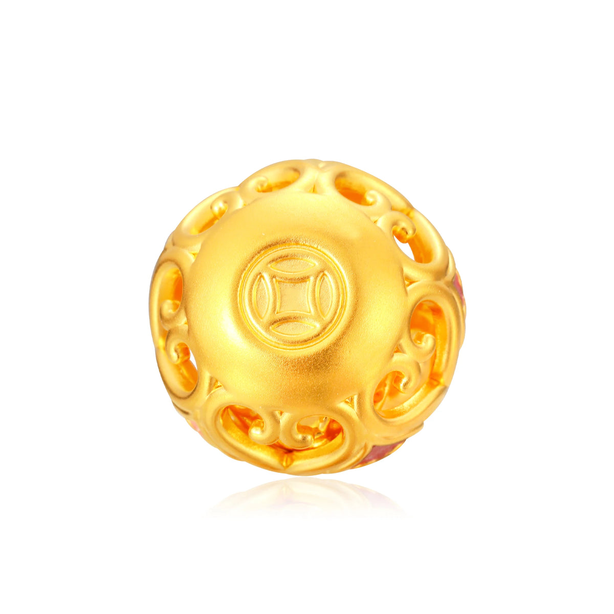 Hollow Out Heart Gourd Gold Charm - 2.4g