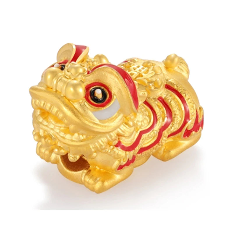 24K Gold Lion Head Bracelet Wealth Protection & Good Luck Jewelry 1.3g
