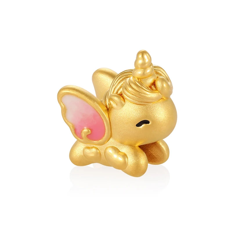 Wholesale Enamel craft mini unicorn beaded 24K solid gold jewelry accessories beaded support OEM/ODM