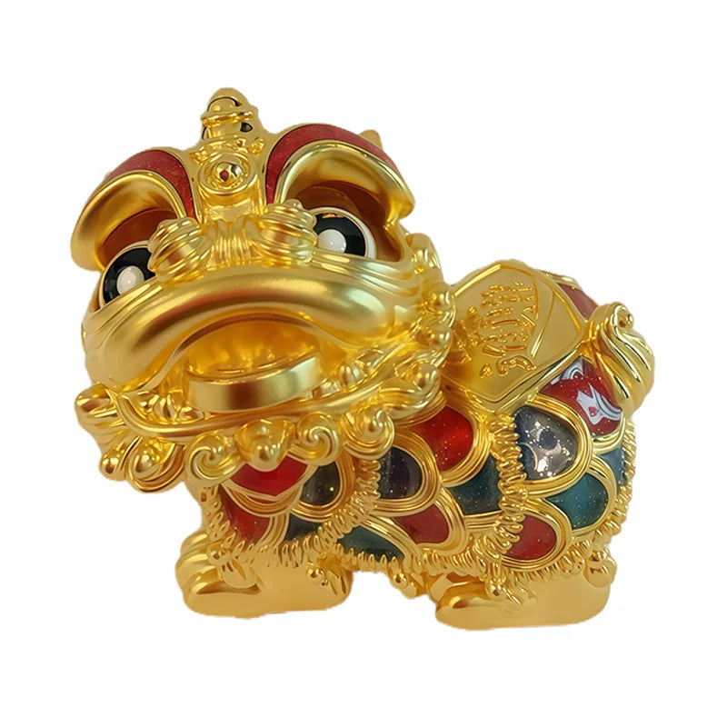 24K Gold Movable Eye Fortune Lion Head Ornament Wealth Decor Gift 50.5g