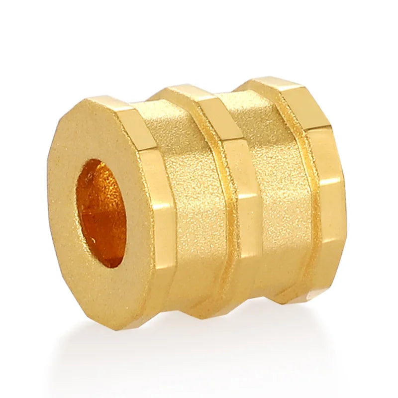 Sandblasting Process Micro-Hard Gold 24K Solid Gold Classical Style Round Beaded Bracelet 2.9mm Aperture 0.35g Jewelry