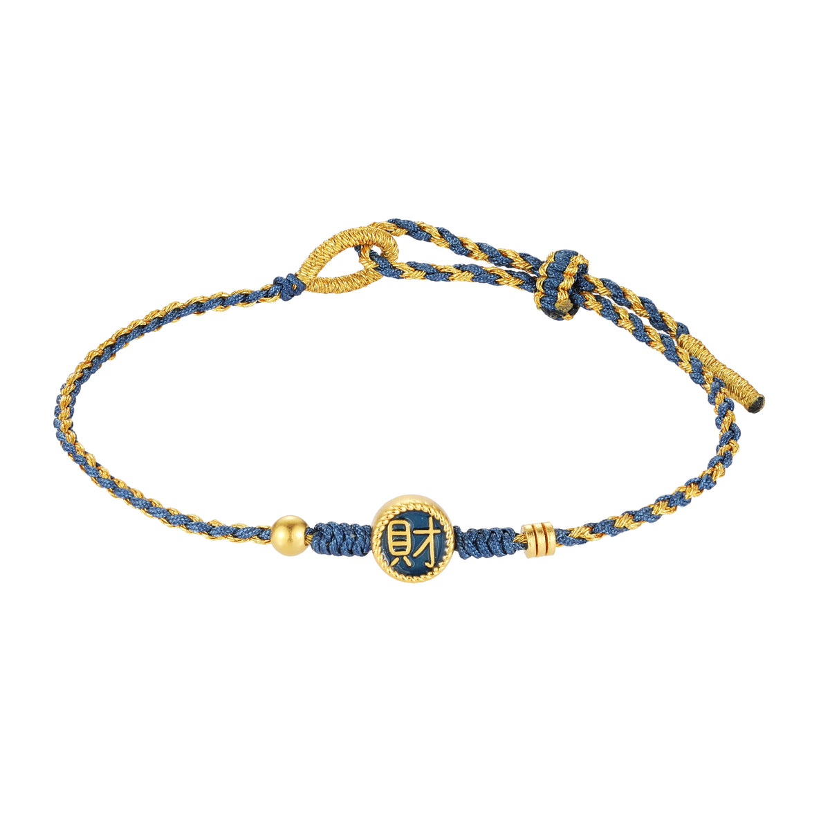 24K Solid Gold Wealth Character Bracelet Charm 0.3g