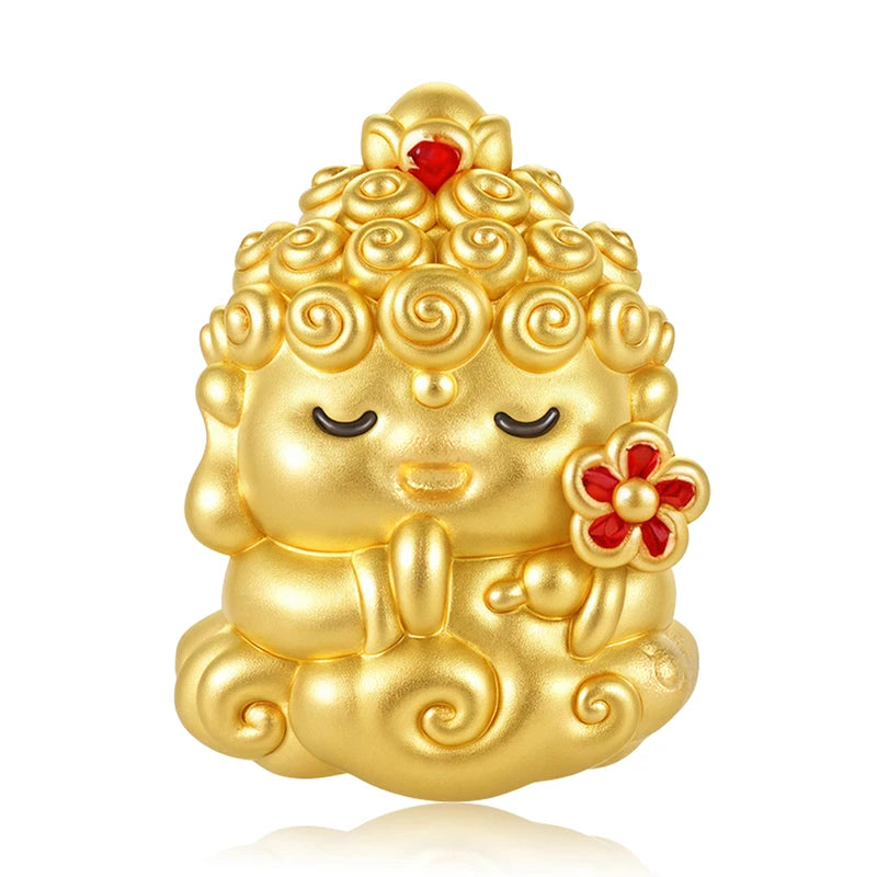 Customizable luxury micro-hard gold high-end gold jewelry 24k pure gold flower buddha-shaped bracelet beaded