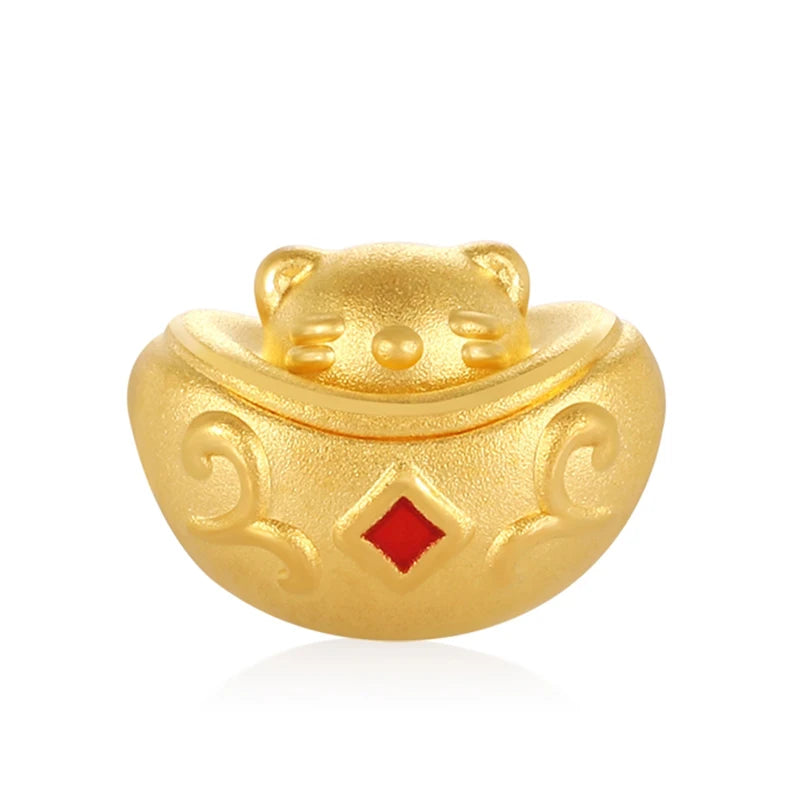 Luxury Micro Hard gold Fortune beaded for Bracelet 24k solid gold jewelry accessories High-end jewelry beaded
