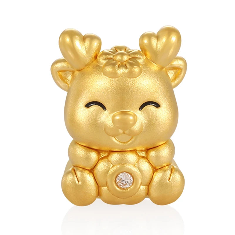 24K solid gold beaded fawn shape diamond design high-end bracelet accessories beaded enamel craft beaded