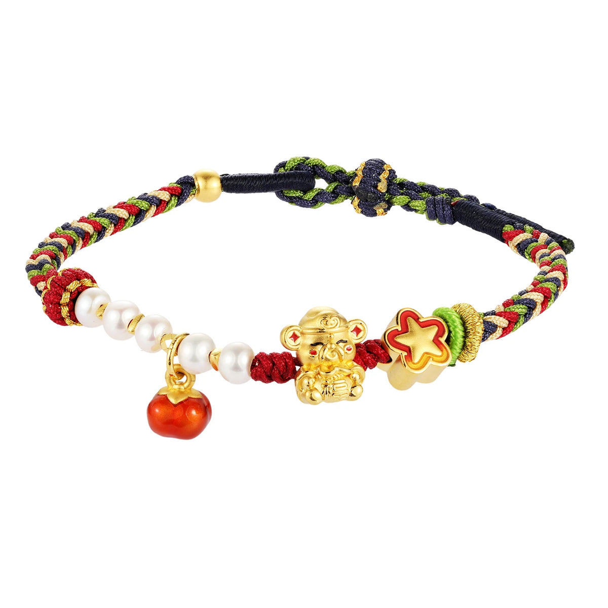 Handmade Weave Pearl with 24k Solid Gold Charm Beaded Ethnic Unisex Luxury Bracelet
