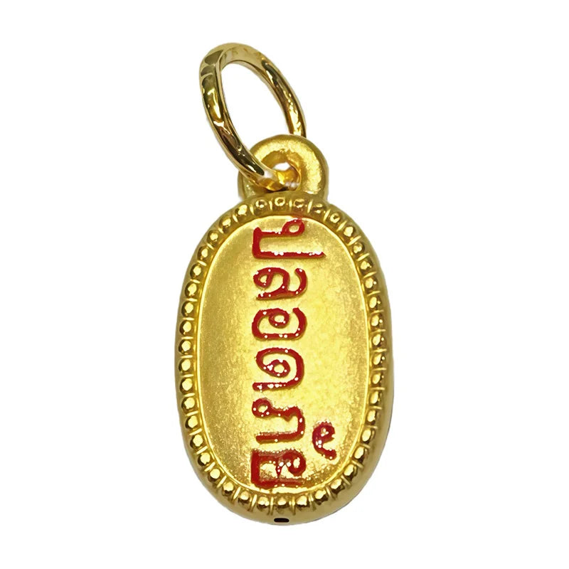 High-end 0.6g 24k micro-hard gold good luck and peace Thai text pendant pure gold pendant high-end jewelry accessories