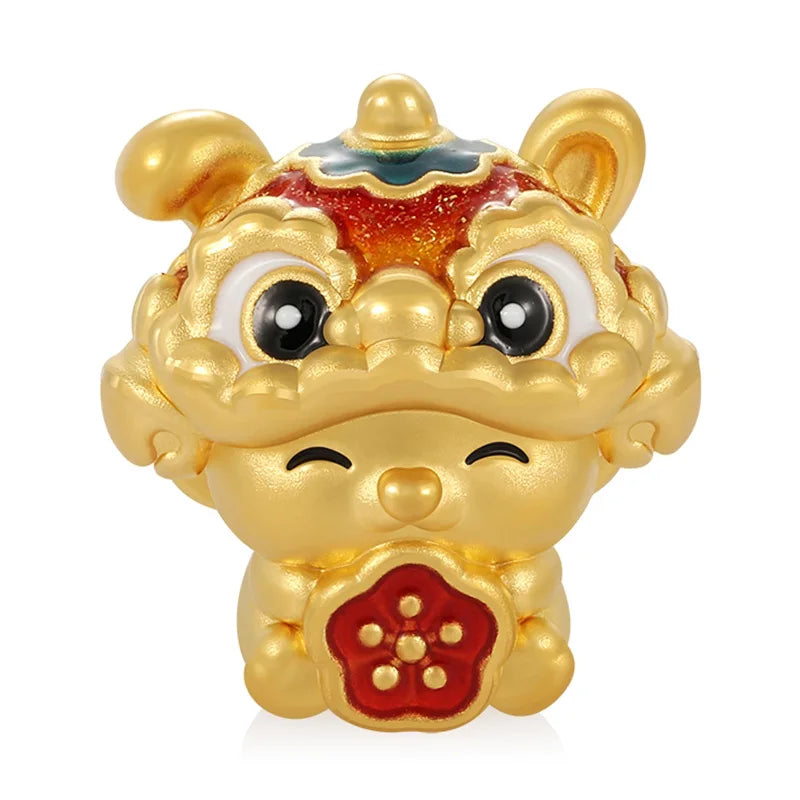 Lion awakening design zodiac culture cute style 24k micro-hard gold pure gold rabbit-shaped bracelet beaded luxury gold jewelry